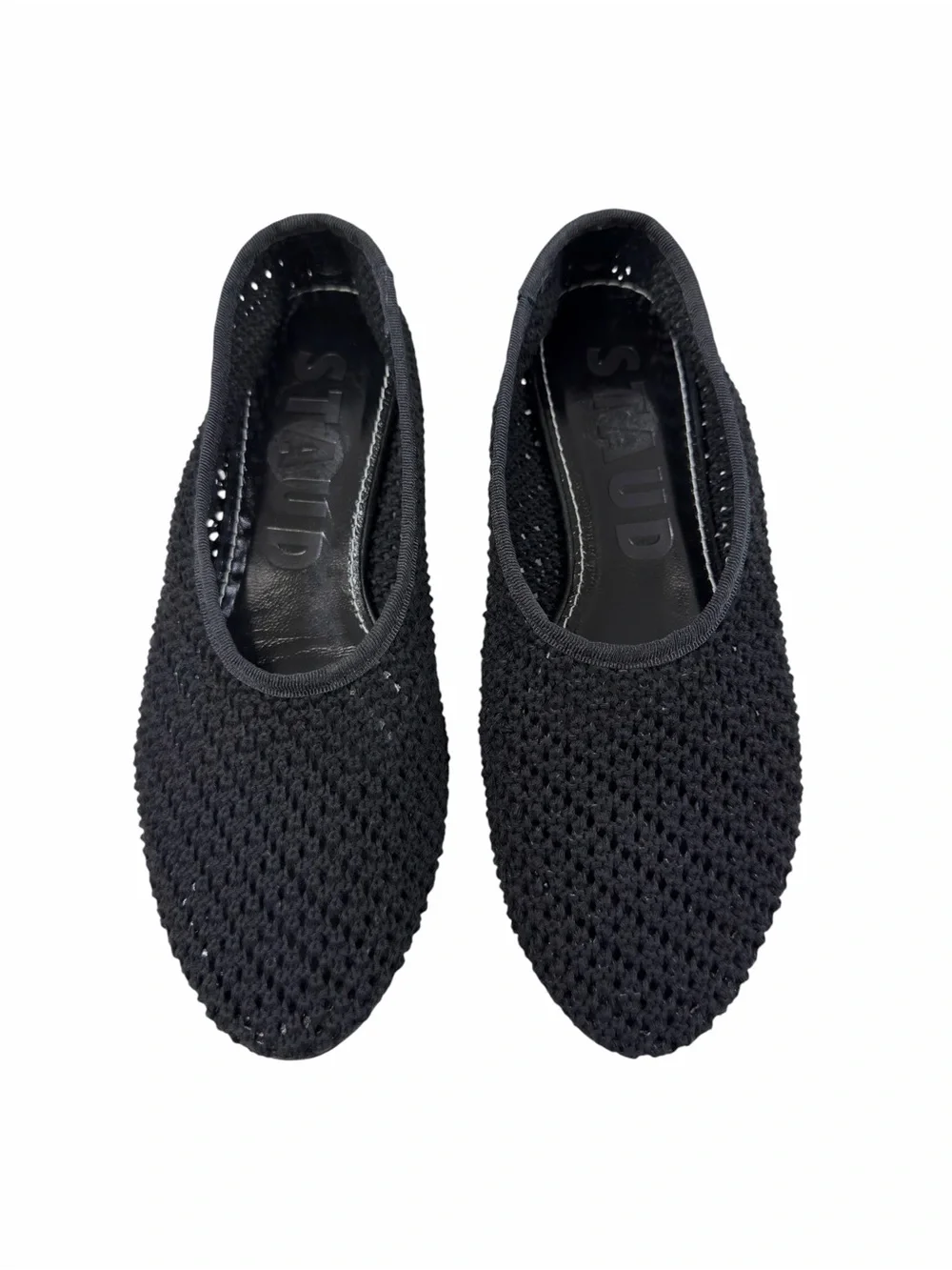 NWOB Staud Alba Black Crochet Ballet Flat Shoes Women’s Size 38/ US 8